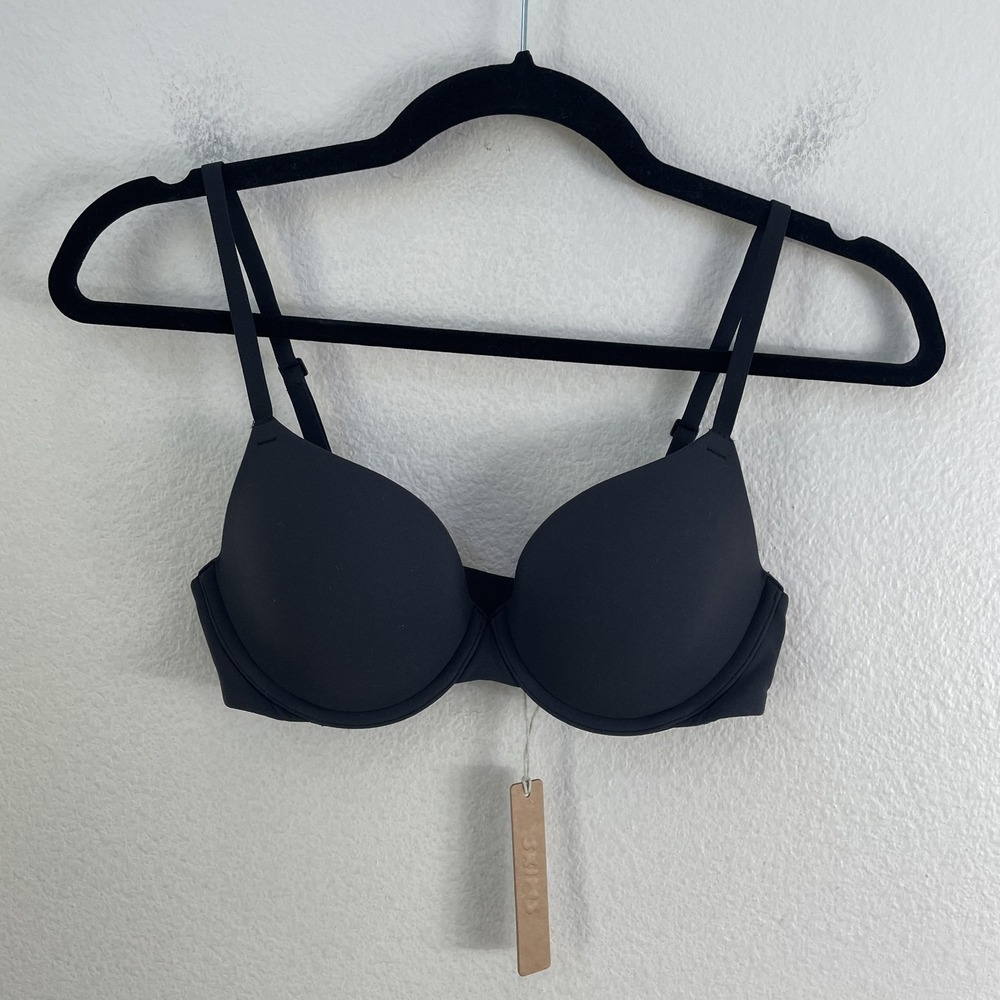 NEW Skims Fits Everybody T-Shirt Bra Womens 34B Black Underwire Lightly Lined